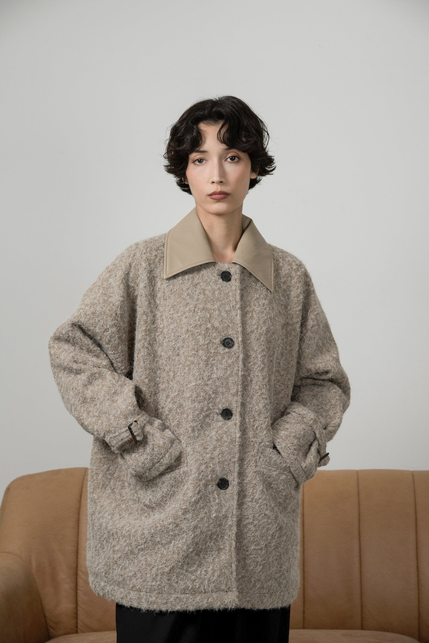 different material fluffy coat