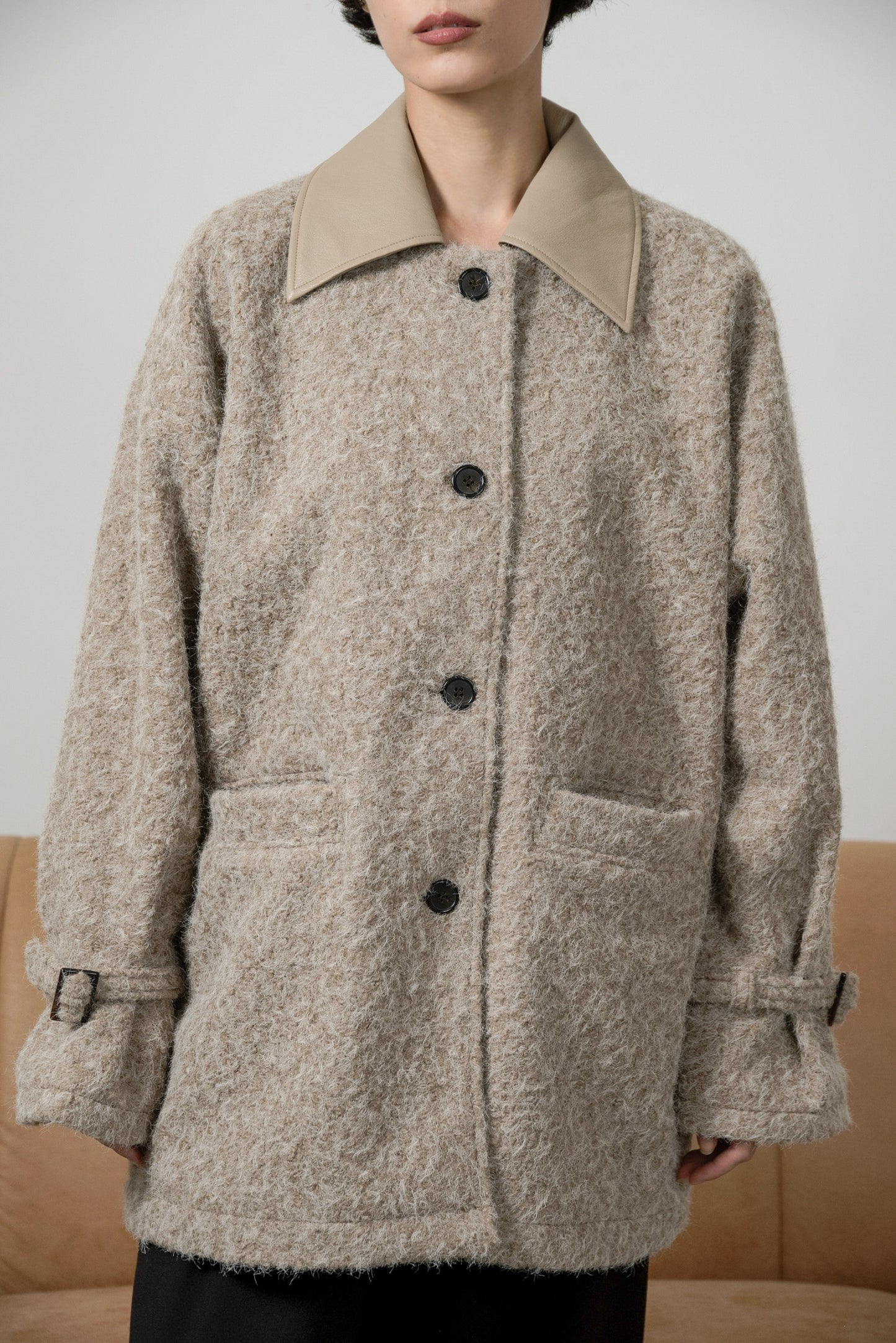 different material fluffy coat