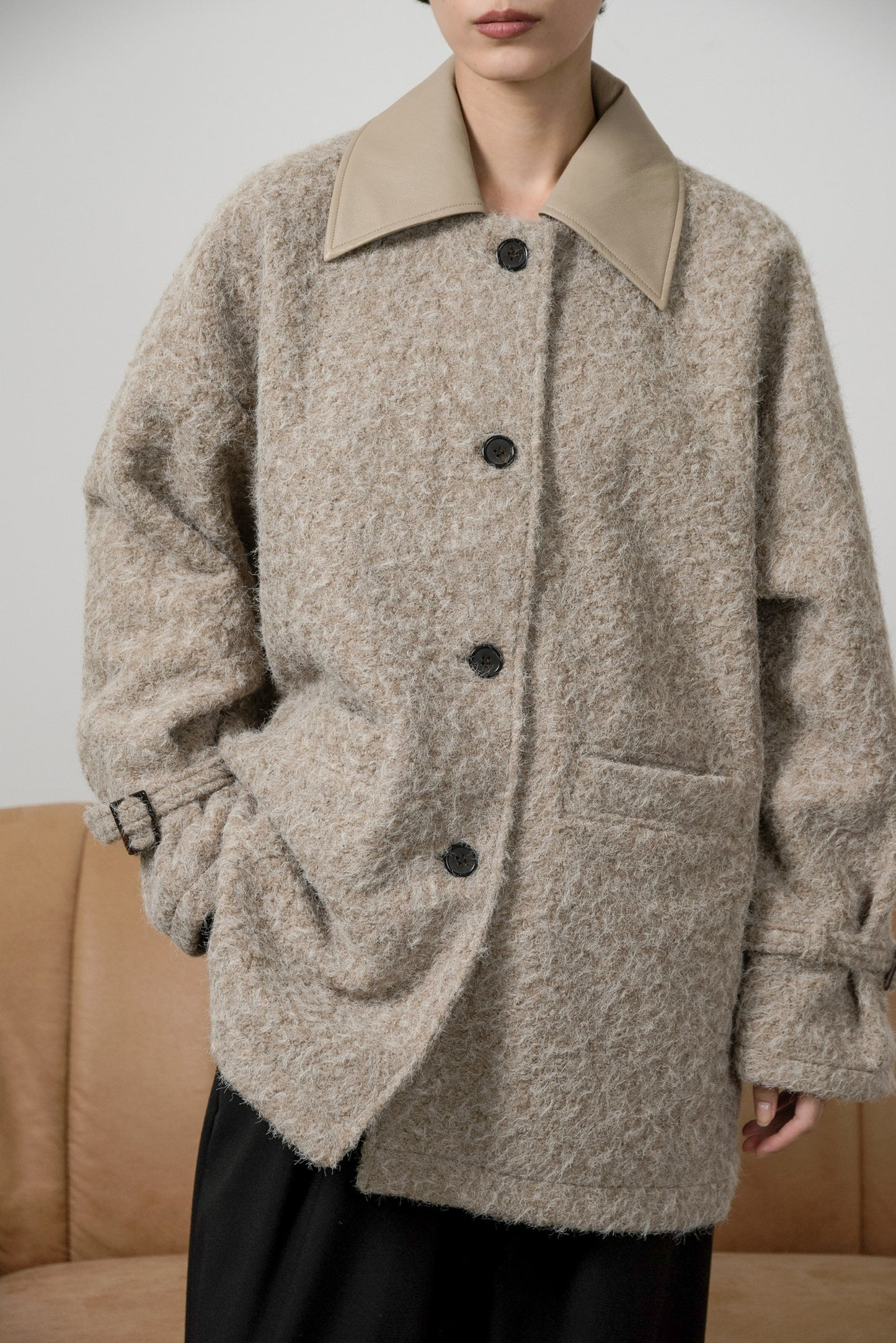 different material fluffy coat