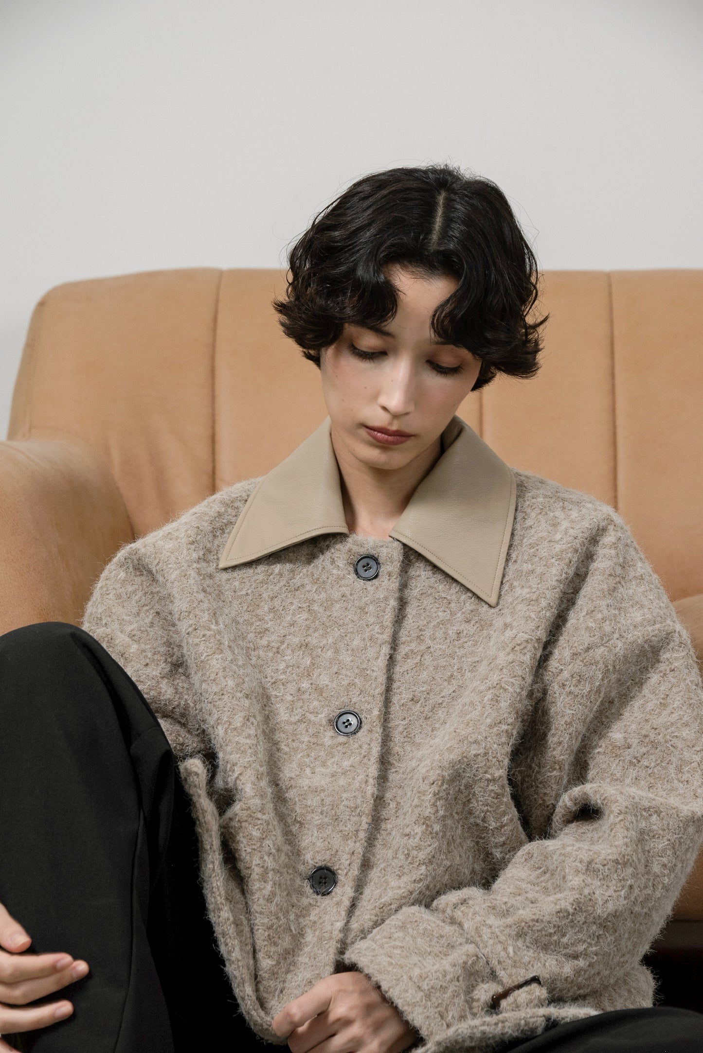 different material fluffy coat
