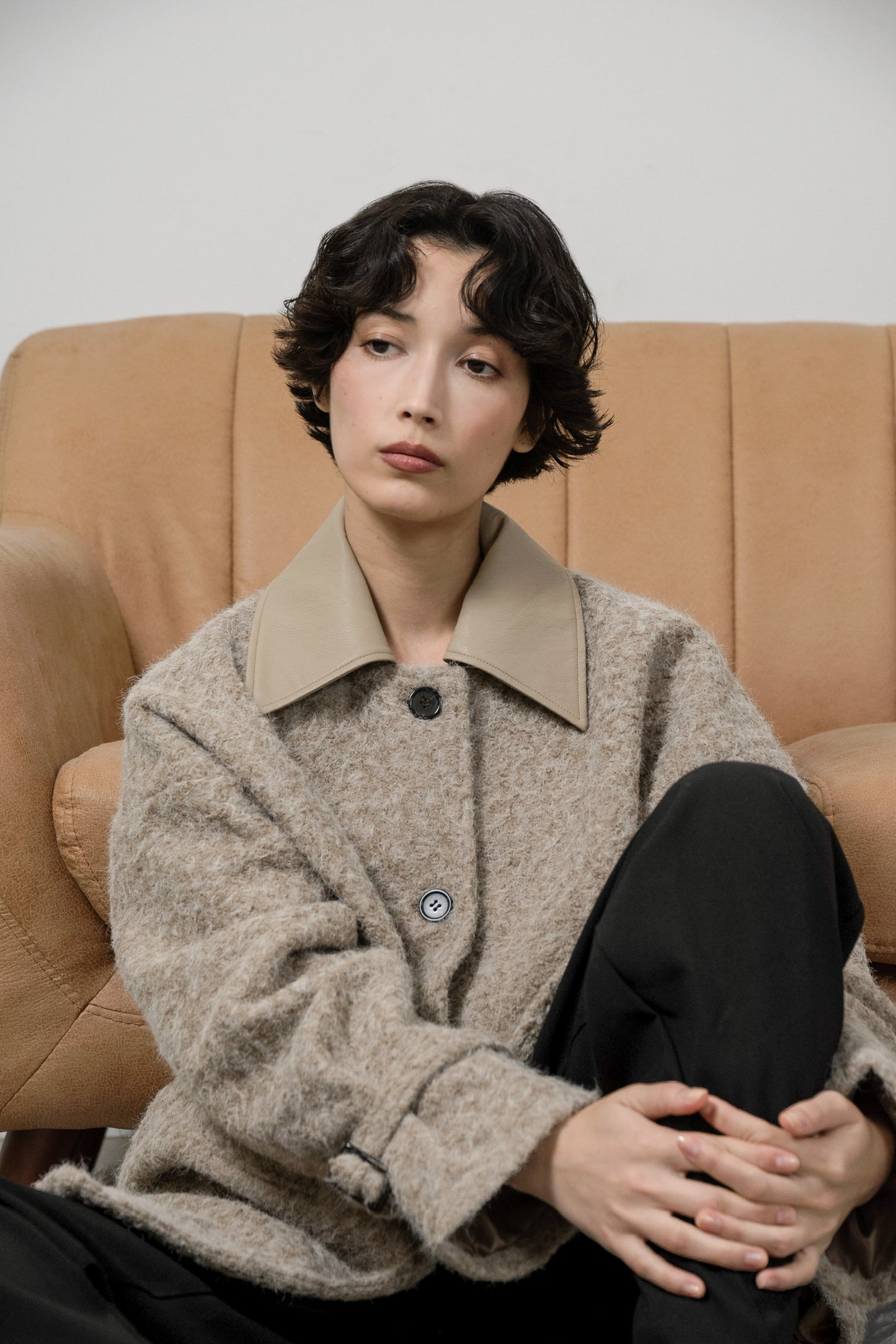 different material fluffy coat
