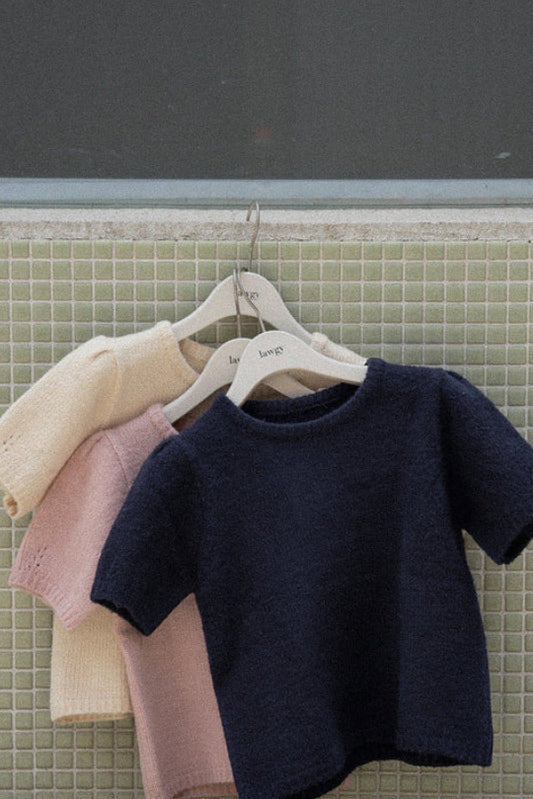 shoulder tuck round neck knit t