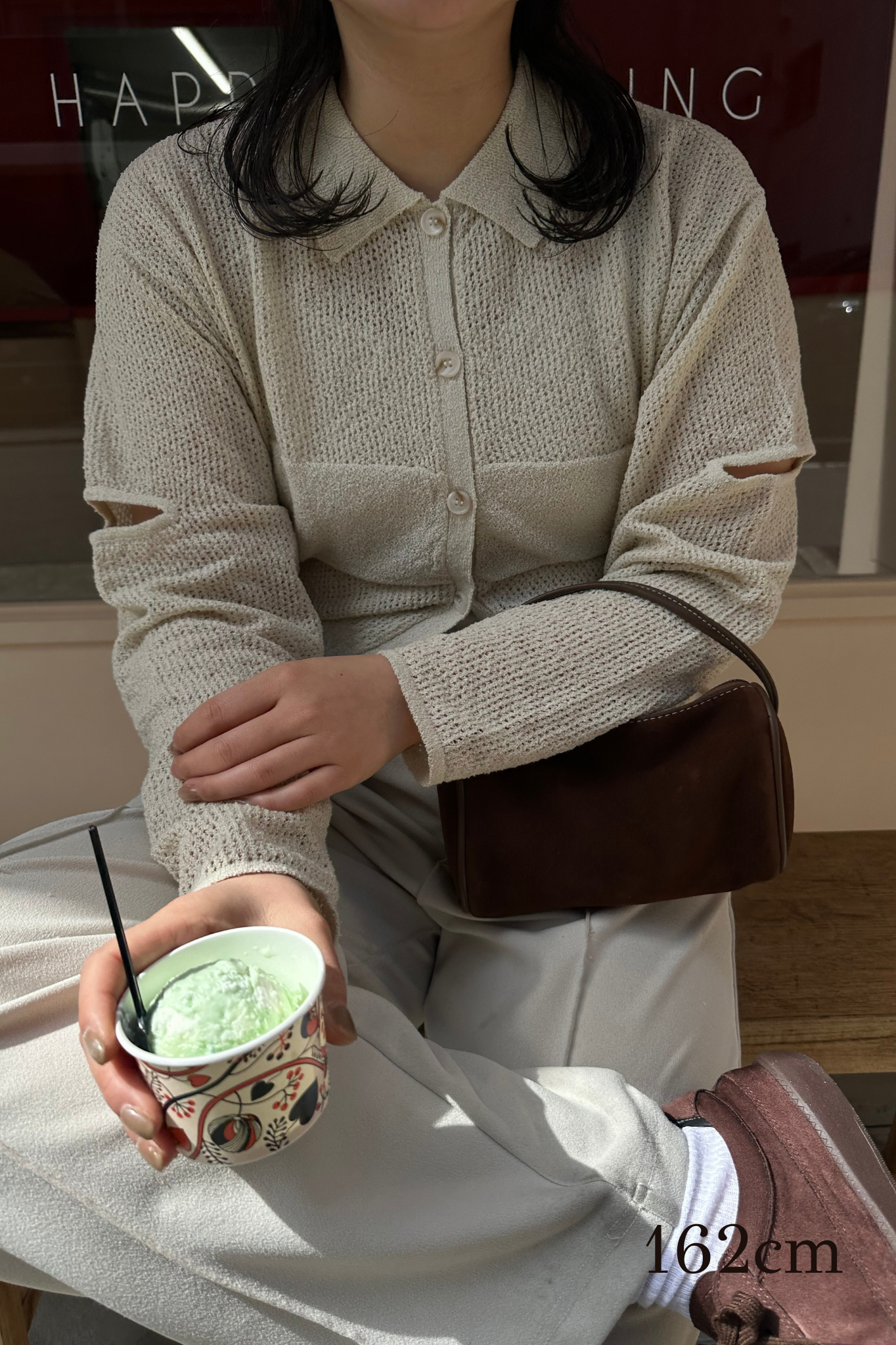 pattern compact sleeve hole knit