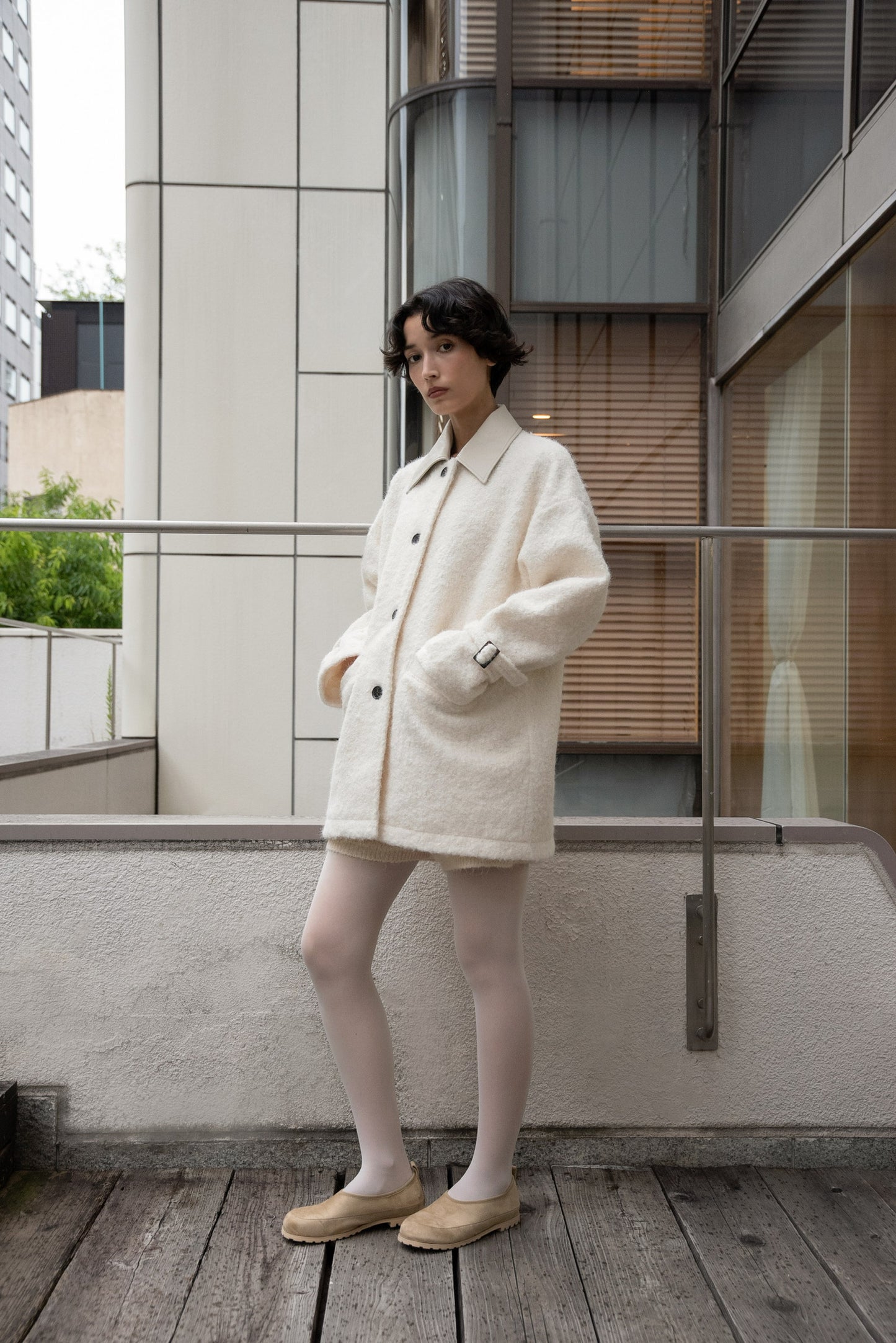 different material fluffy coat