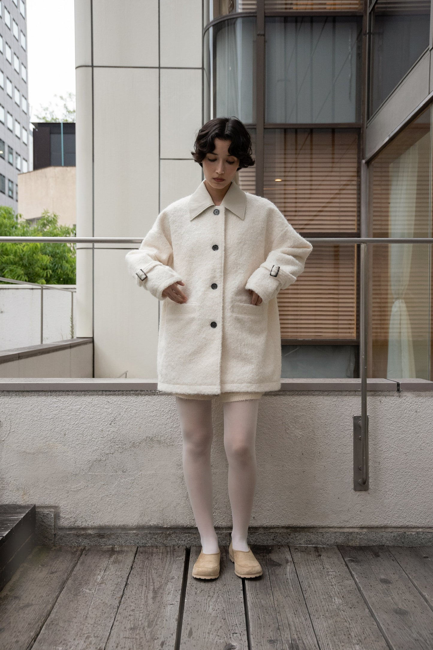different material fluffy coat