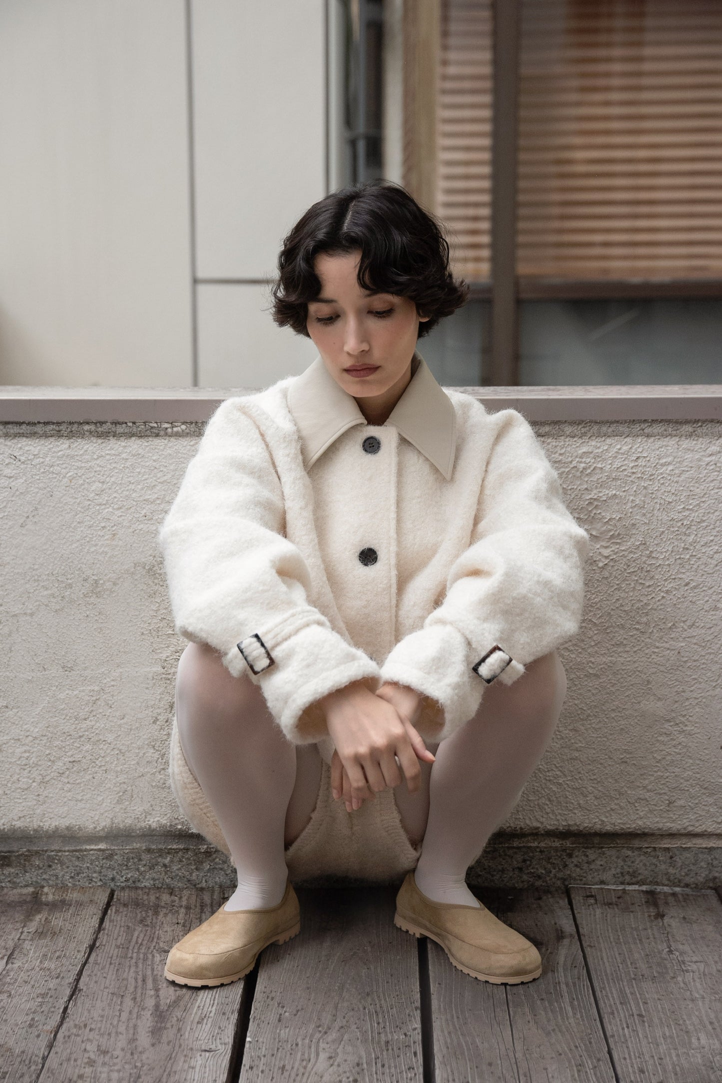 different material fluffy coat