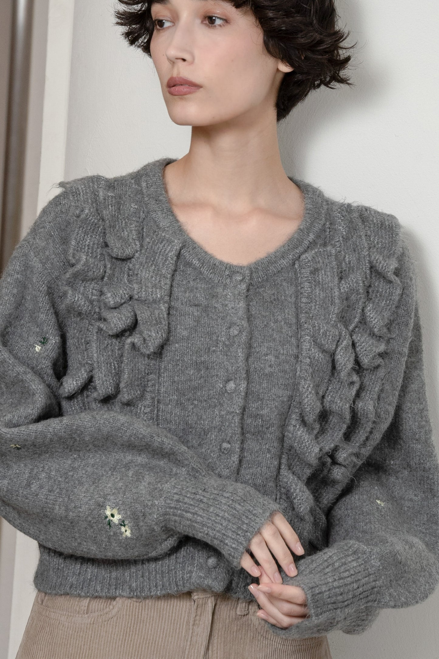 floral pattern embroidery knit
