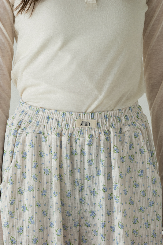 airy rib flower room pants