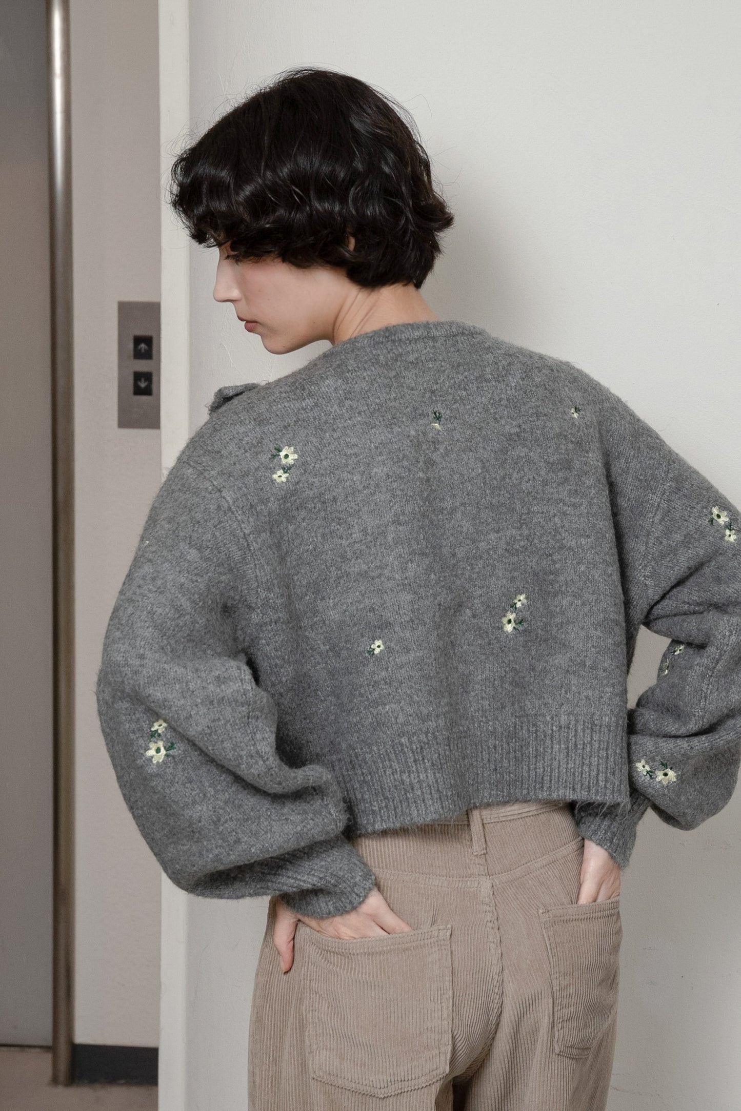 floral pattern embroidery knit