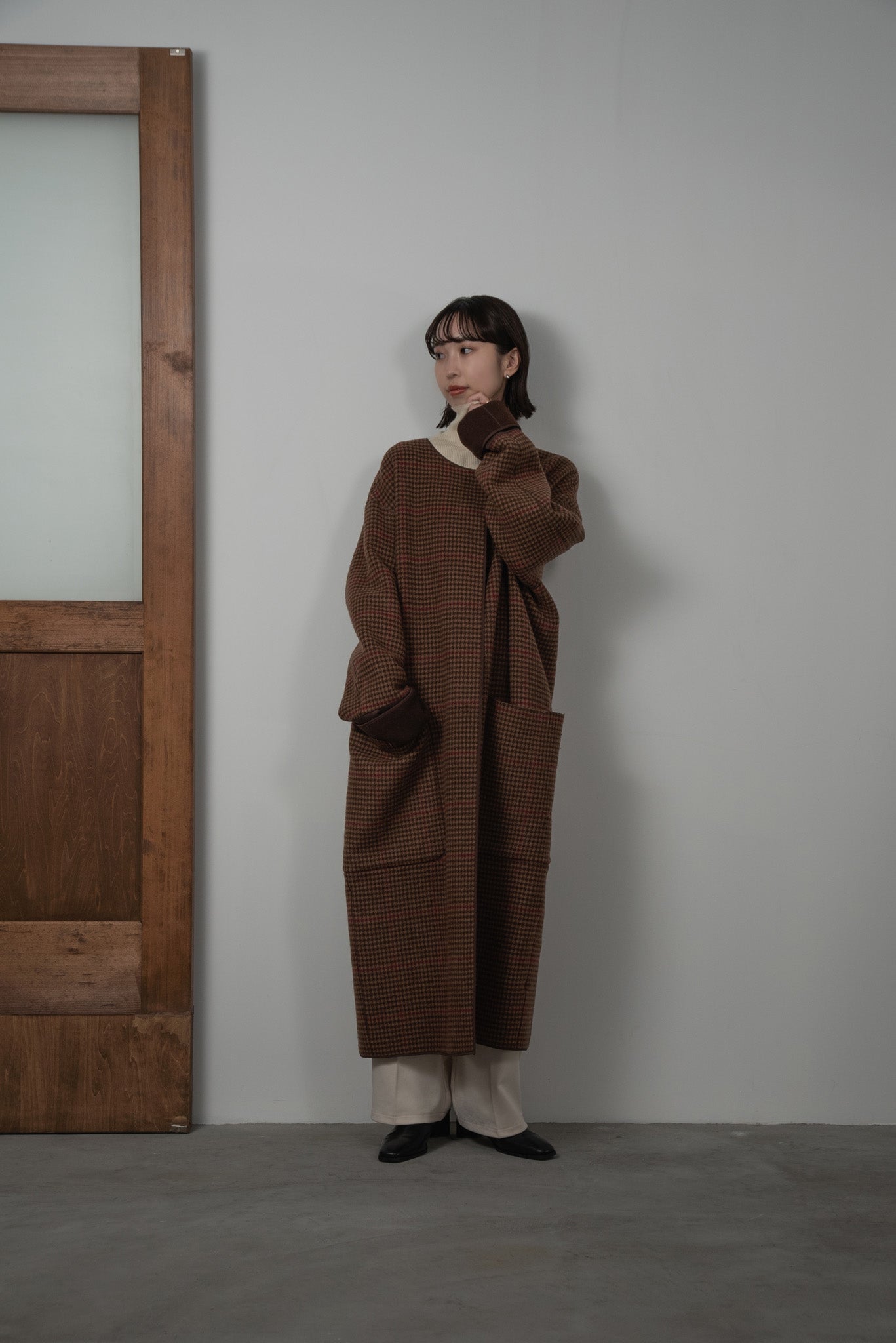 reversible wool long coat