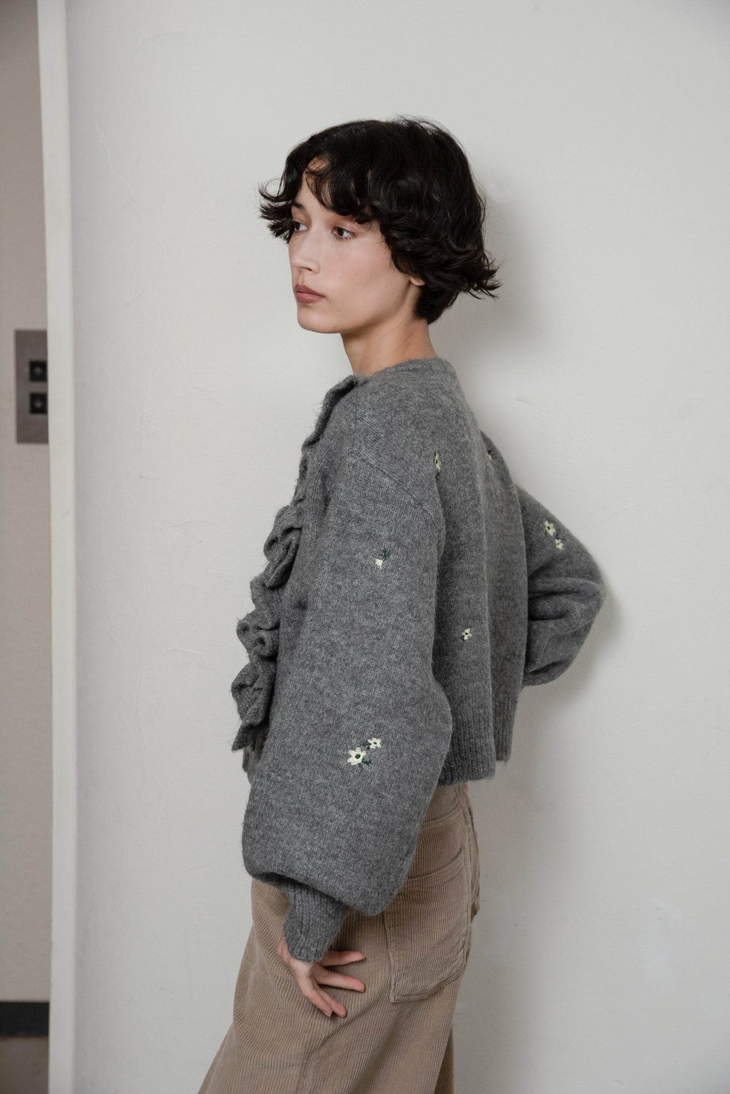 floral pattern embroidery knit
