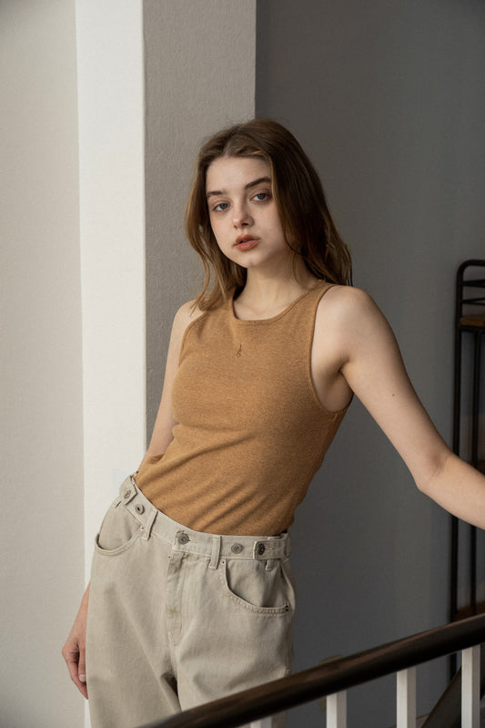 embroidery rib tank top