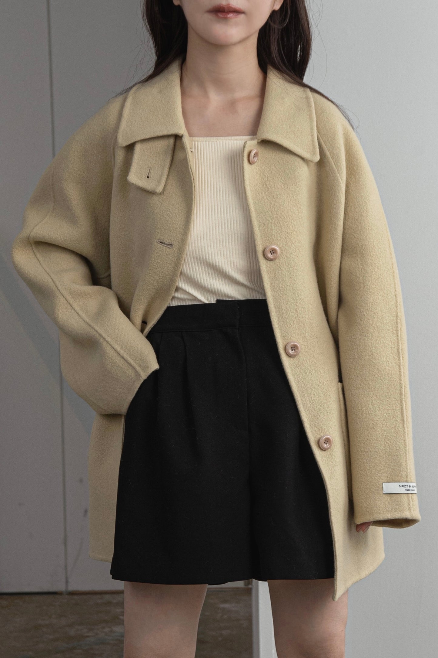 2way neck arrange handmade midi coat
