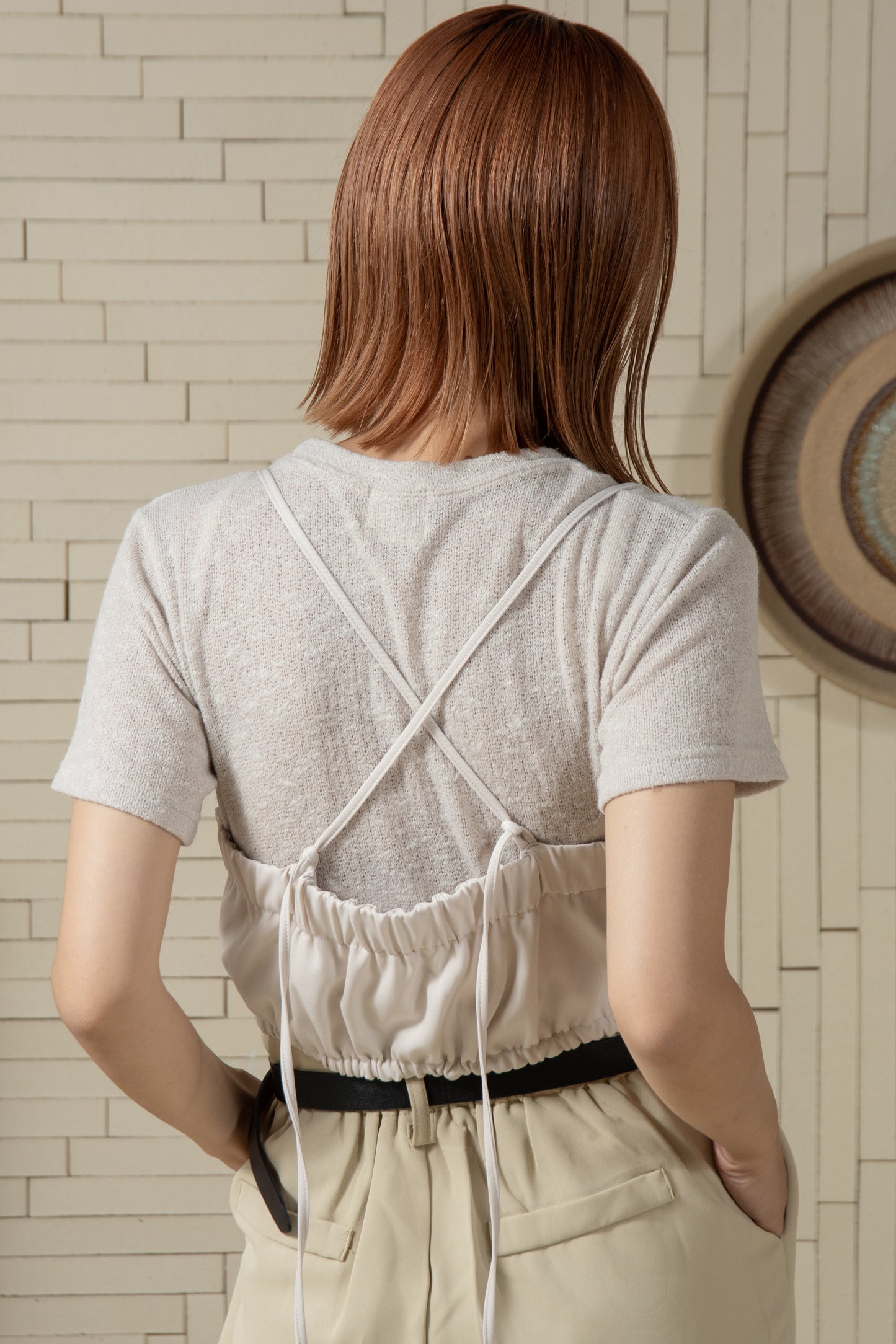twill cross camisole bustier