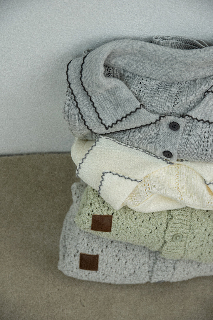 openwork accent patch half sleeve knit