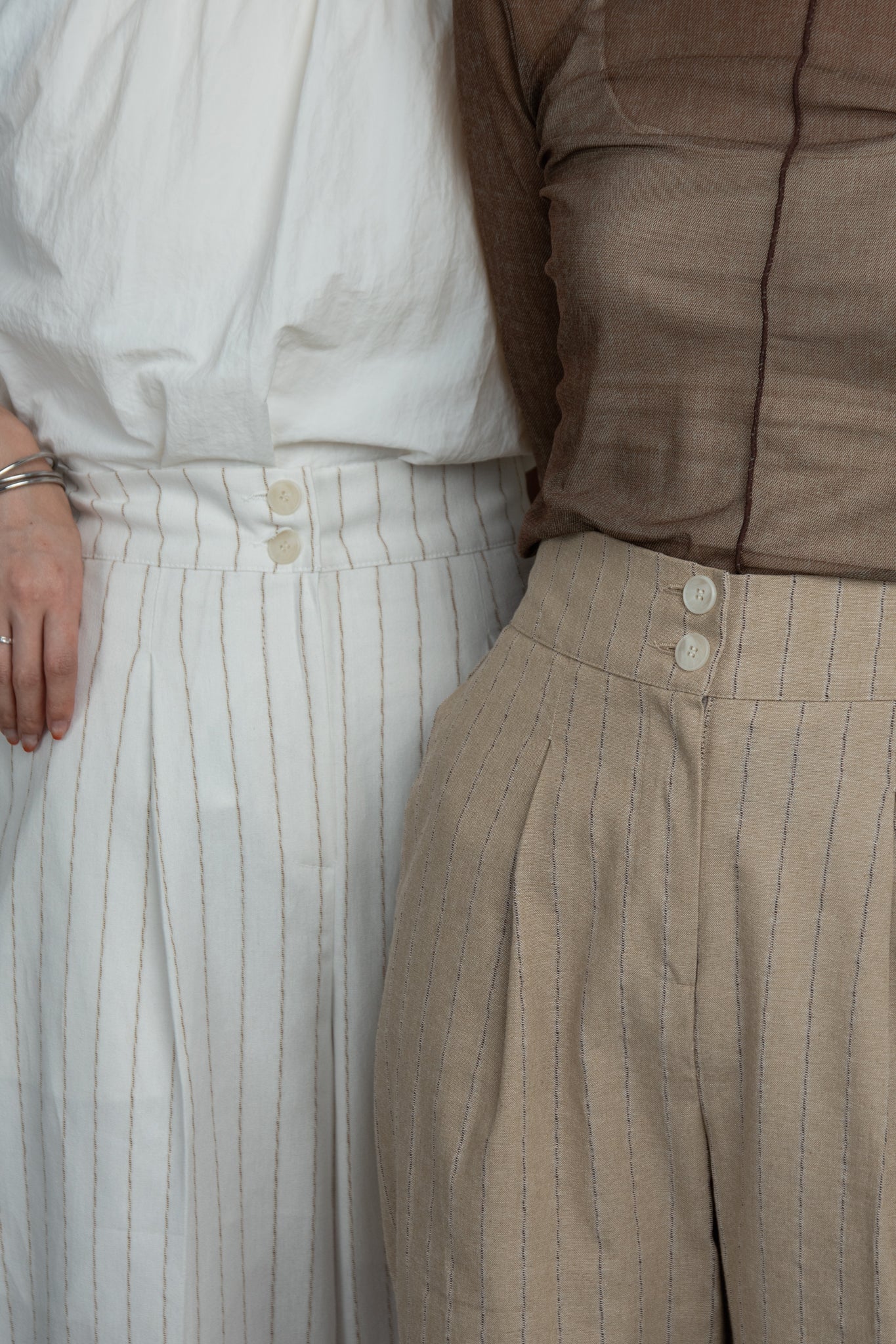 stripe front button pants