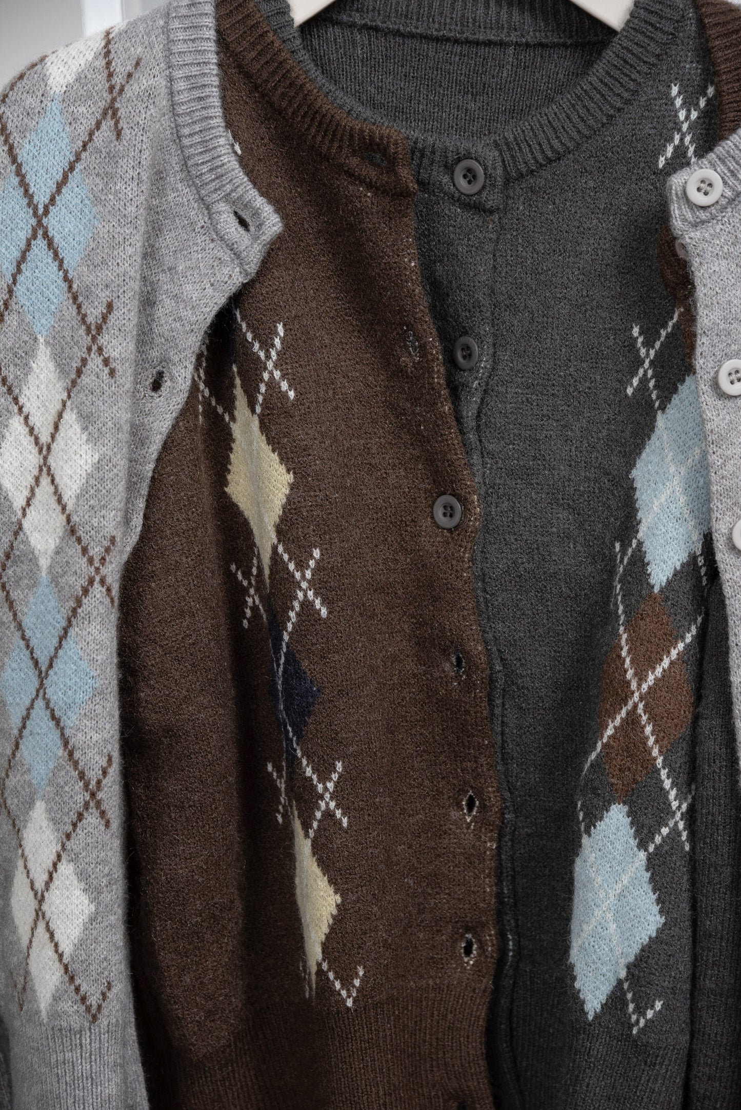 argyle pattern simple cardigan