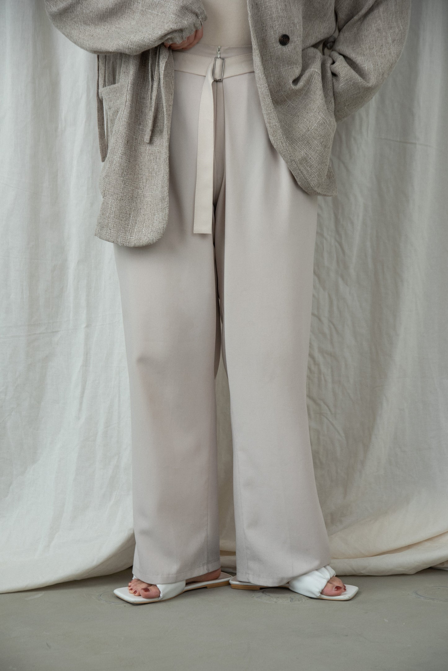 tuck straight belt set pants