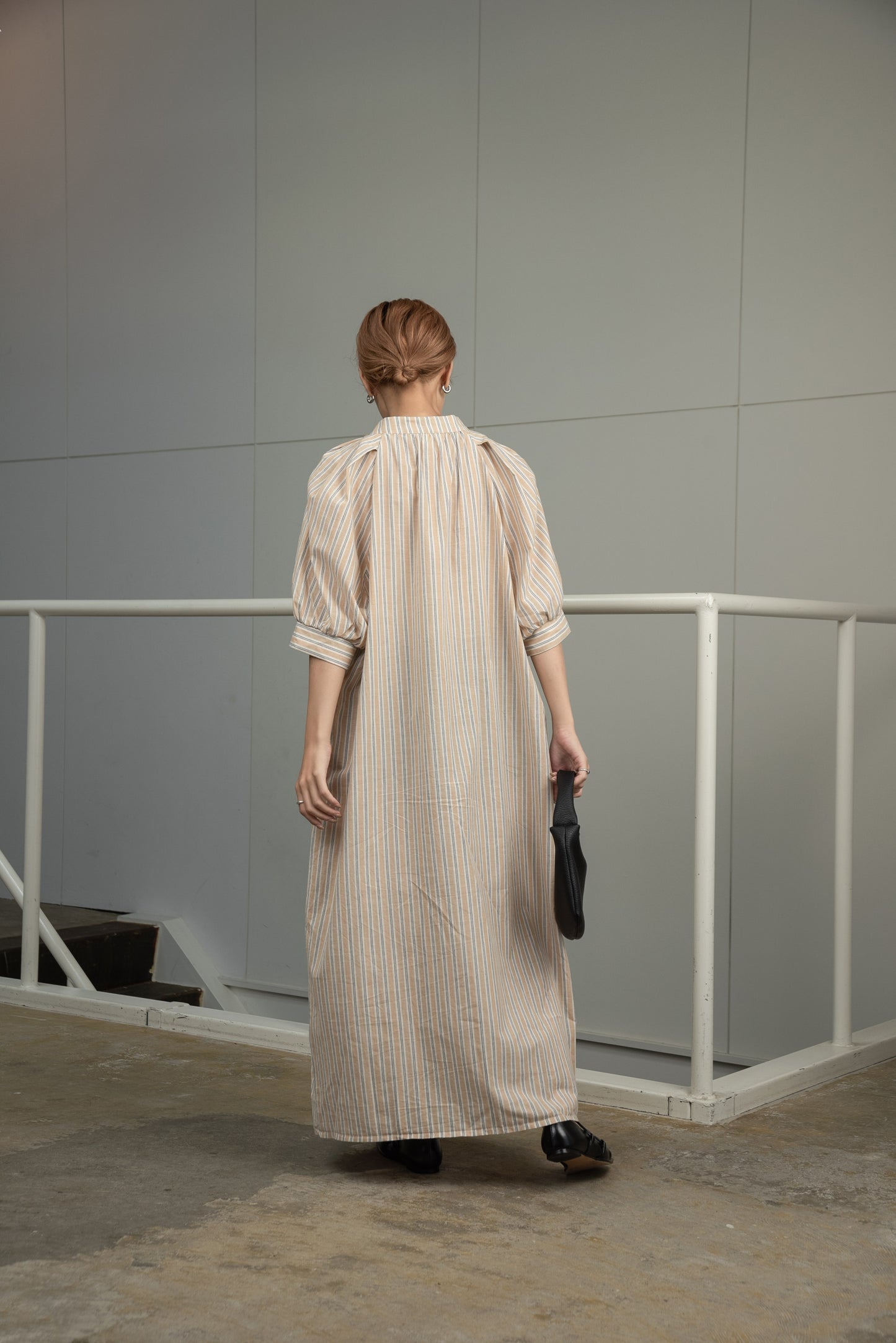 stripe shoulder tuck shirt ops