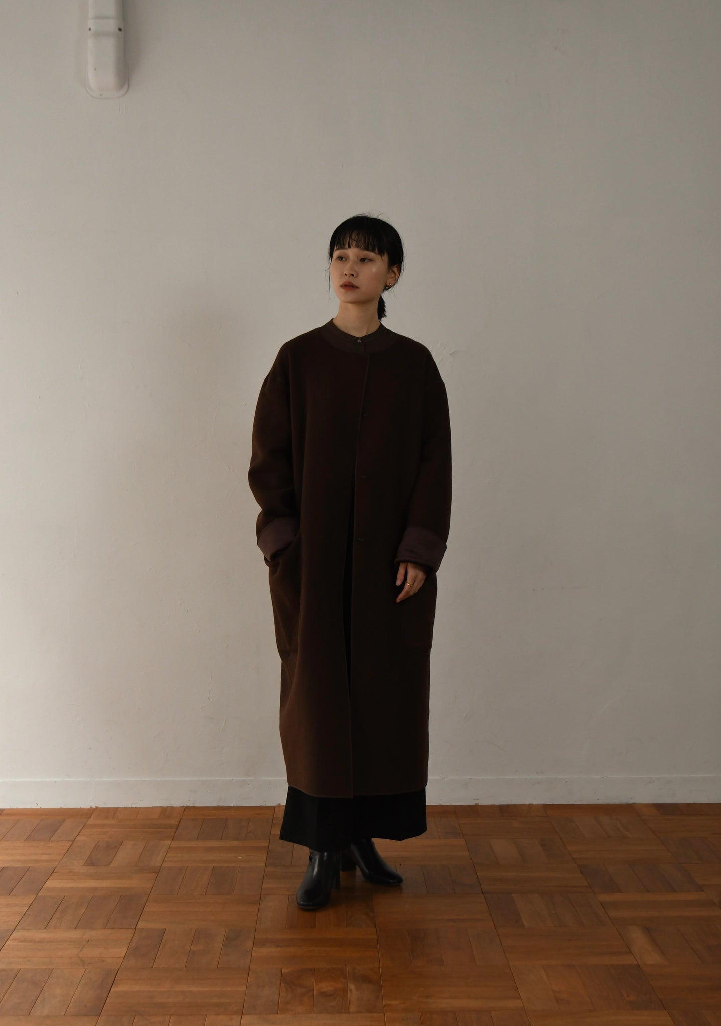 reversible wool long coat