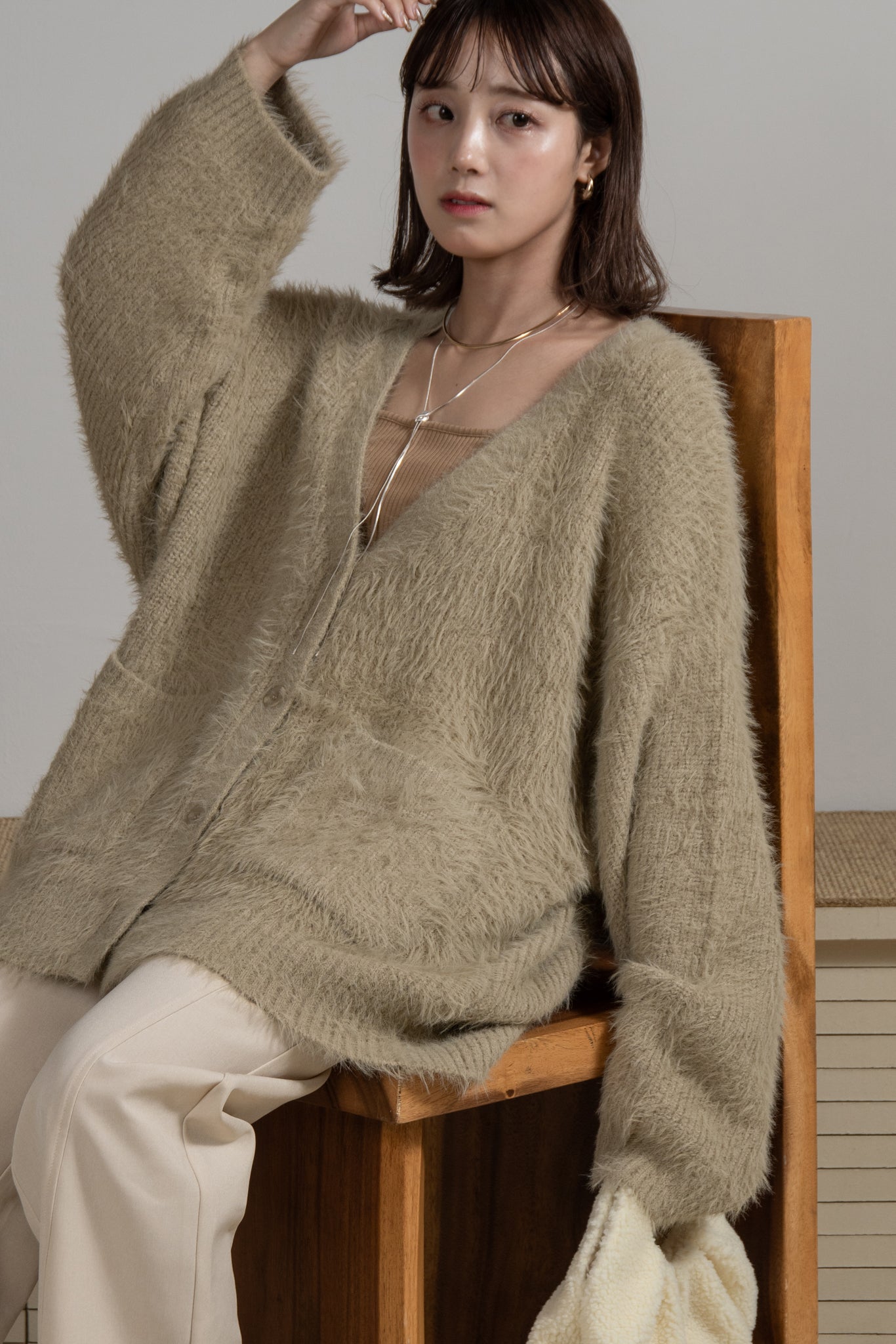 shaggy over size cardigan