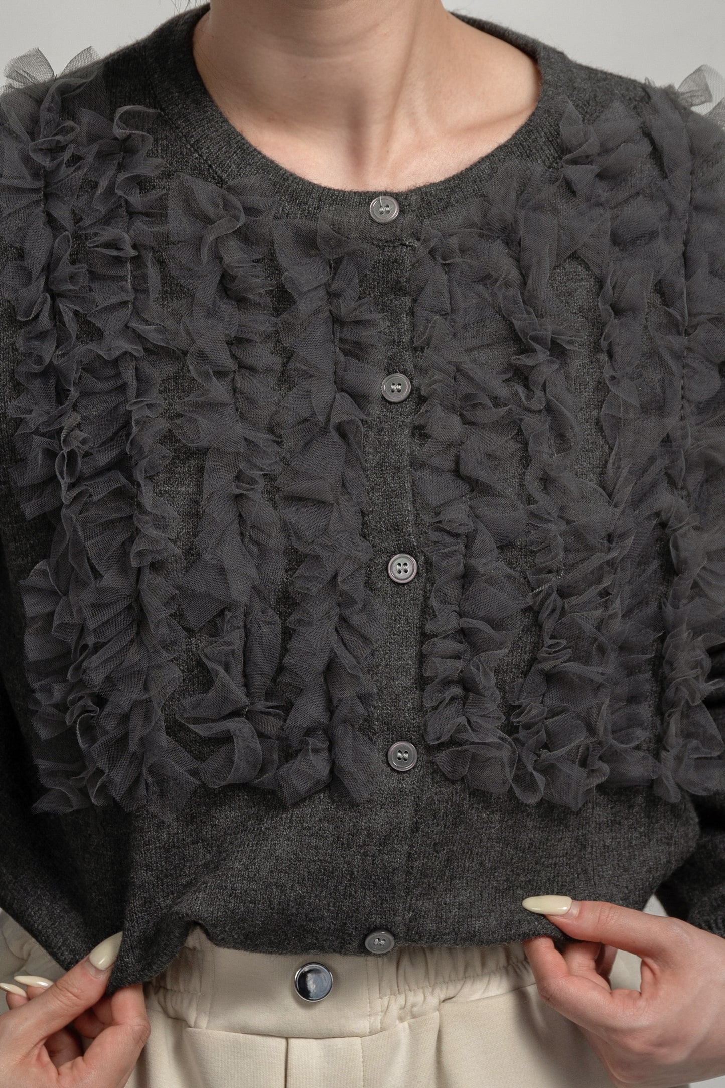 tulle docking knit cardigan【eim plus+限定アイテム】