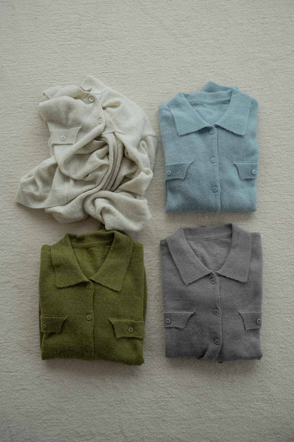 soft touch polo cardigan knit tops