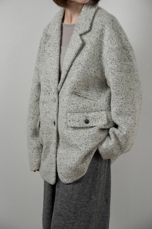 pebble pattern neck 2way jacket coat