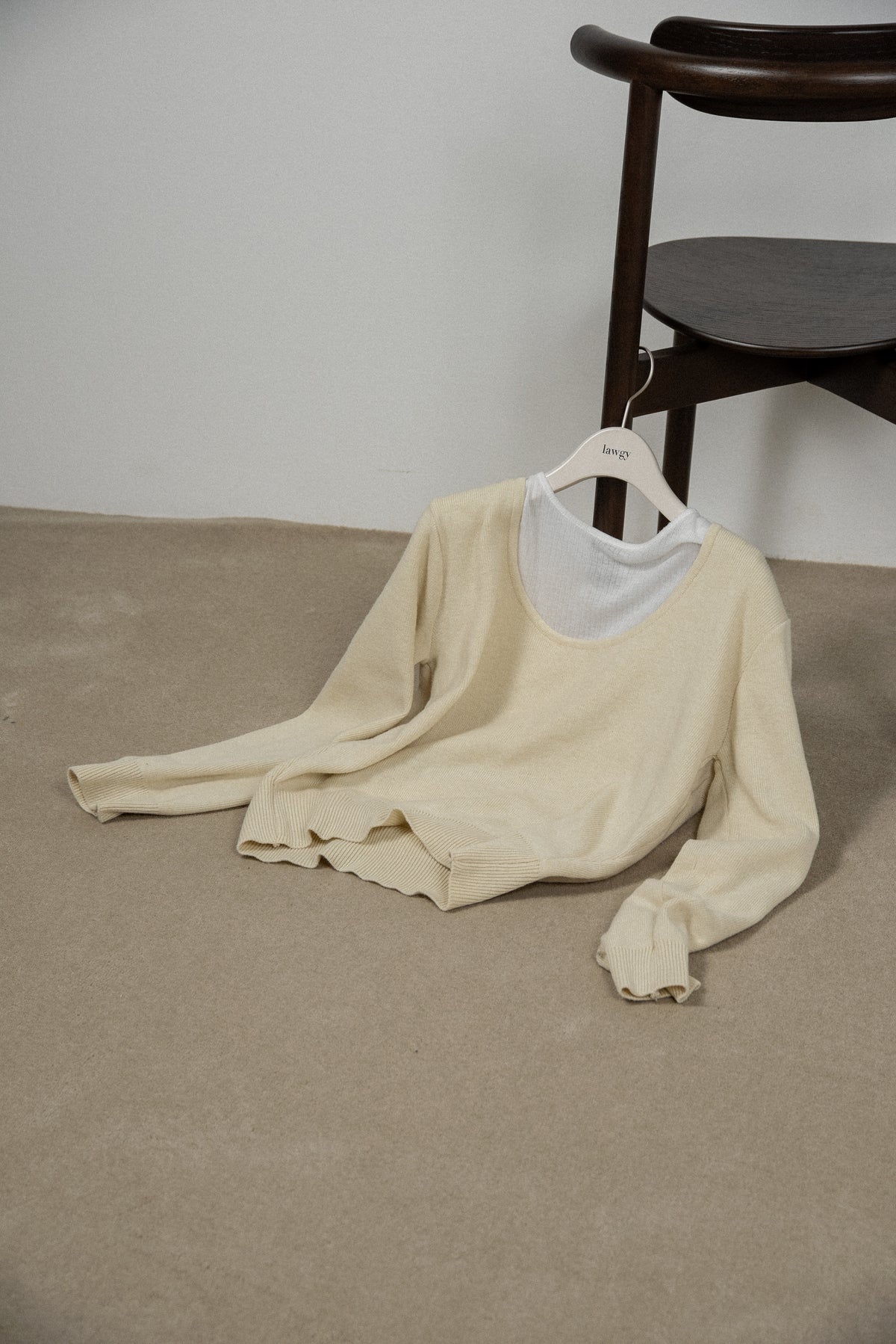 open uneckline simple knit tops