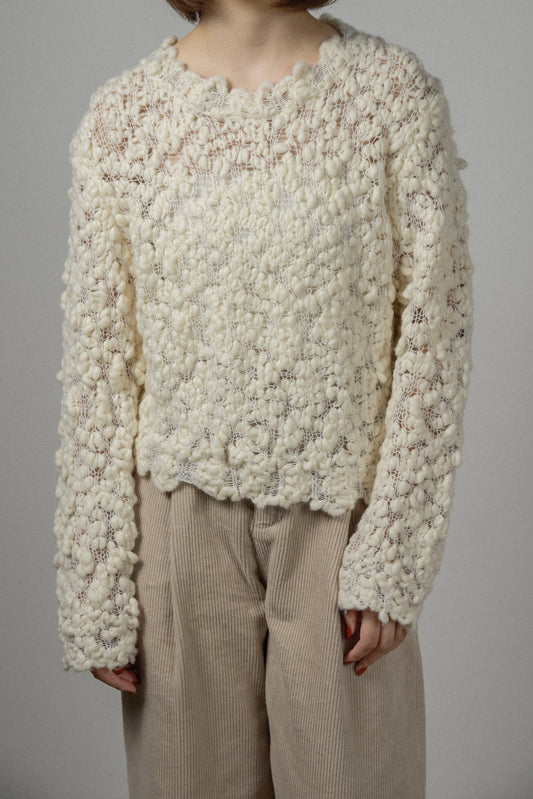 wool nep round neck knit
