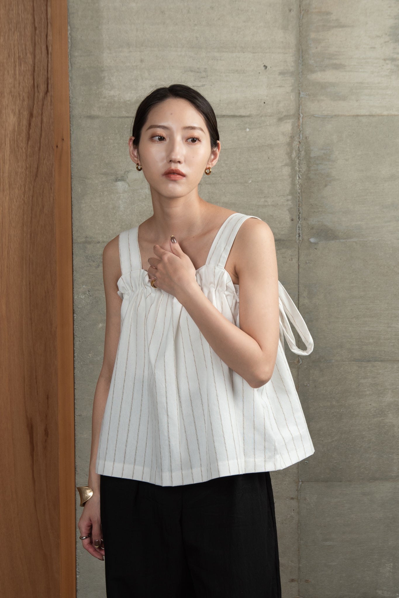 stripe shirring bustier