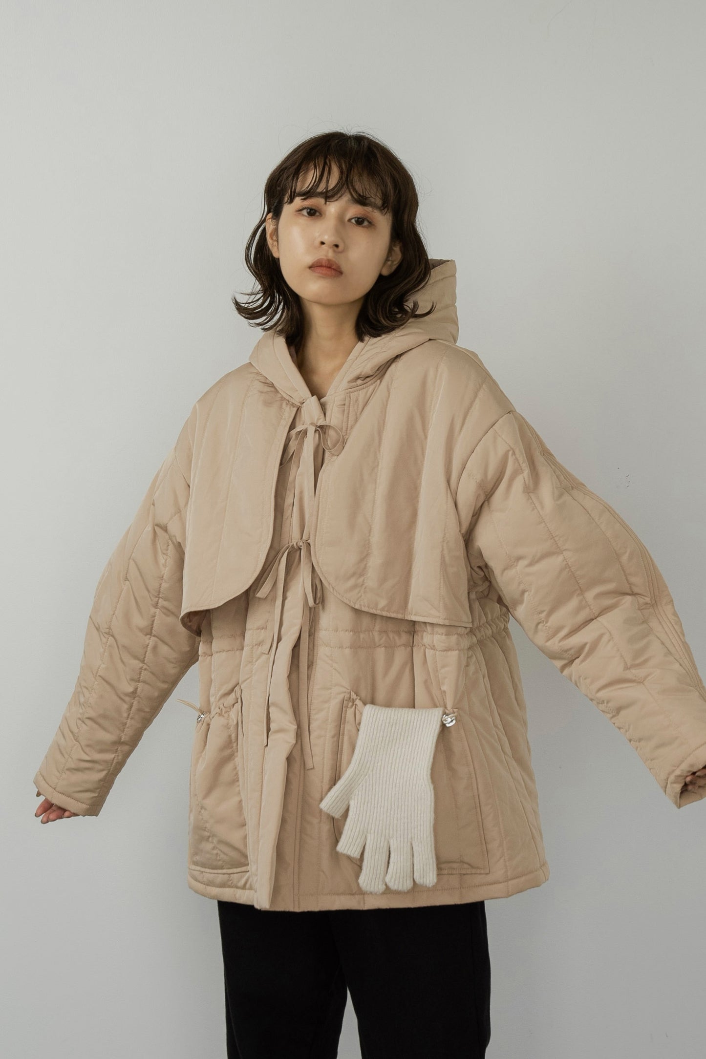 ribbon drawstring quilting outer