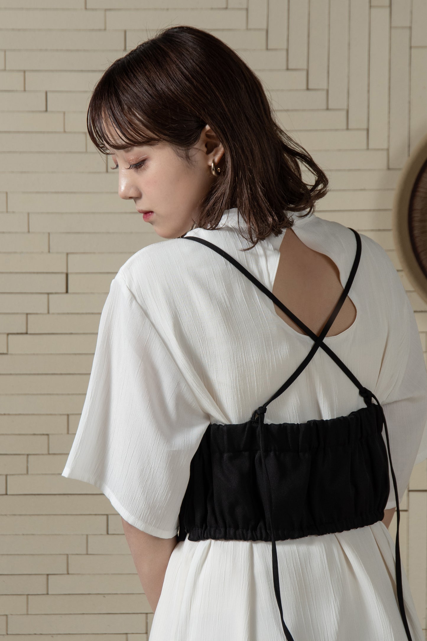 twill cross camisole bustier