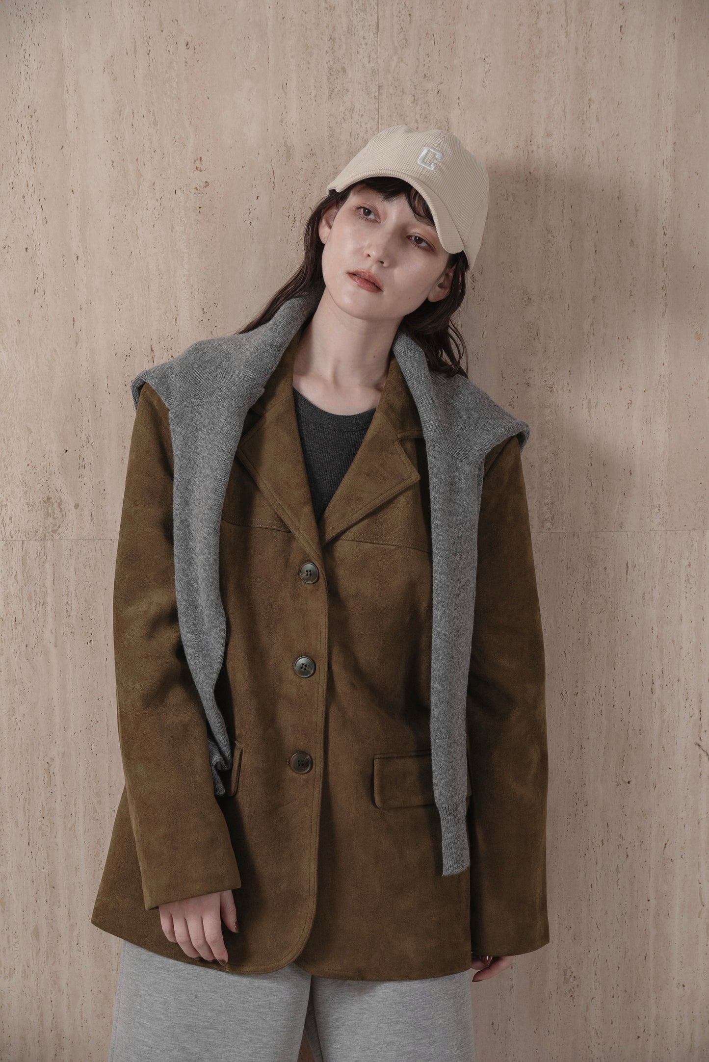 line switching brushed tailored jacket