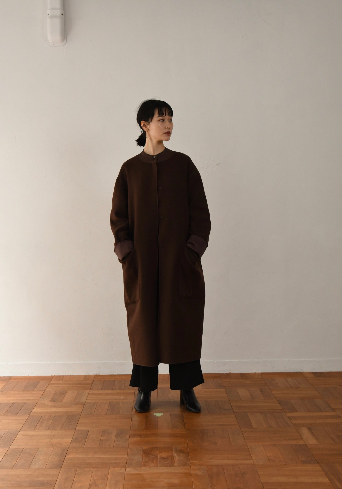 reversible wool long coat