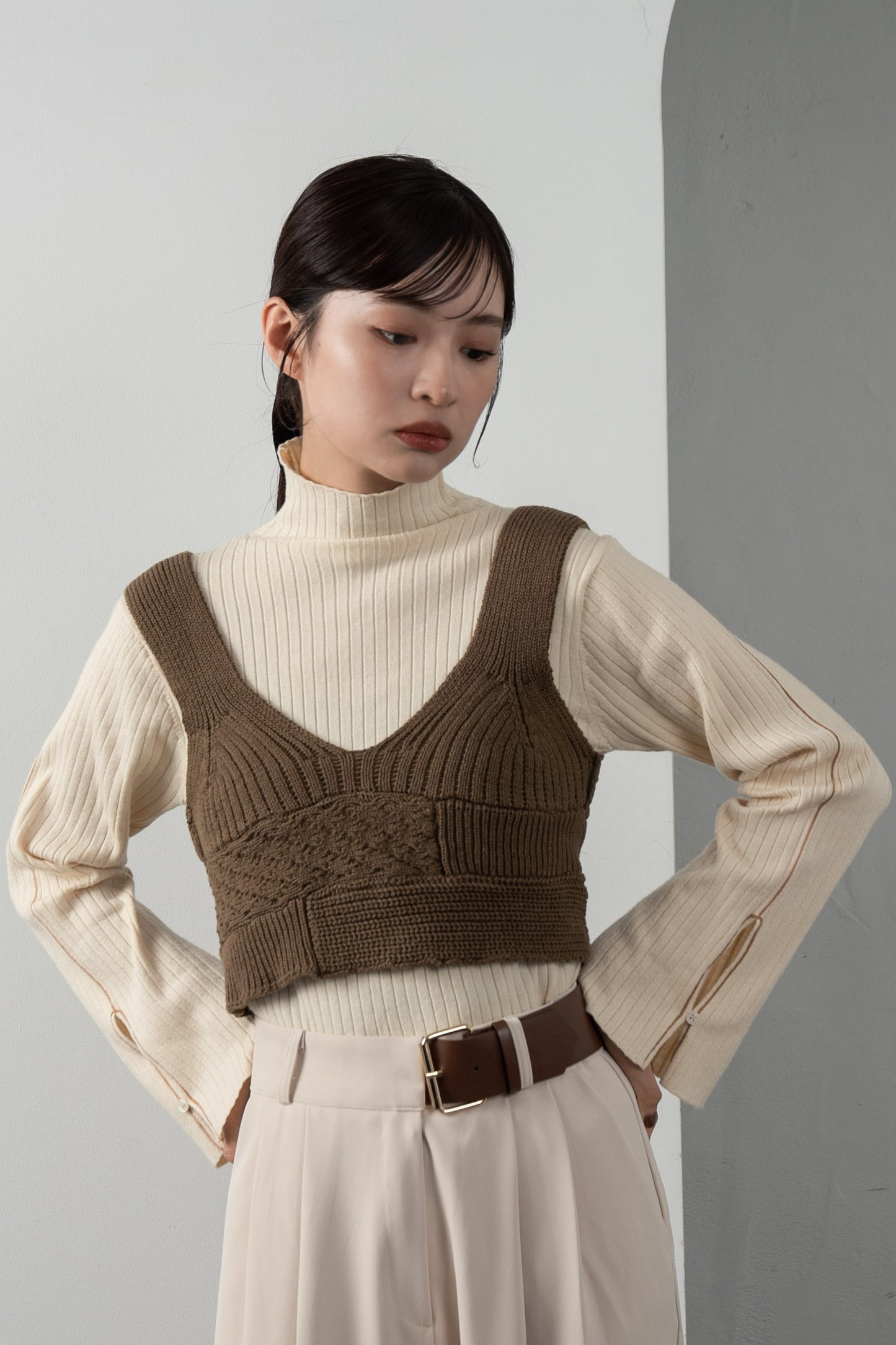 patchwork knit bustier