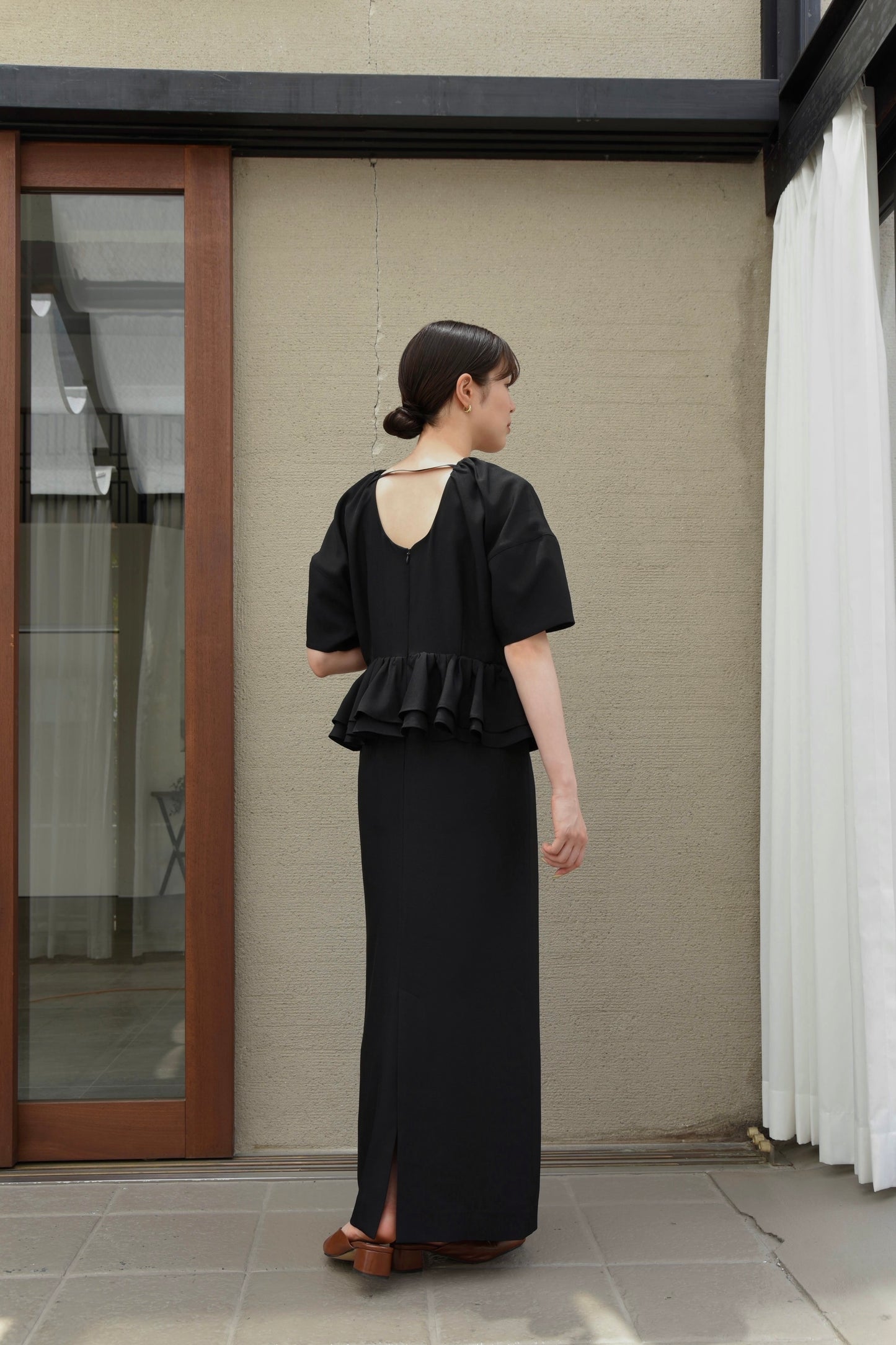 double frill pencil dress