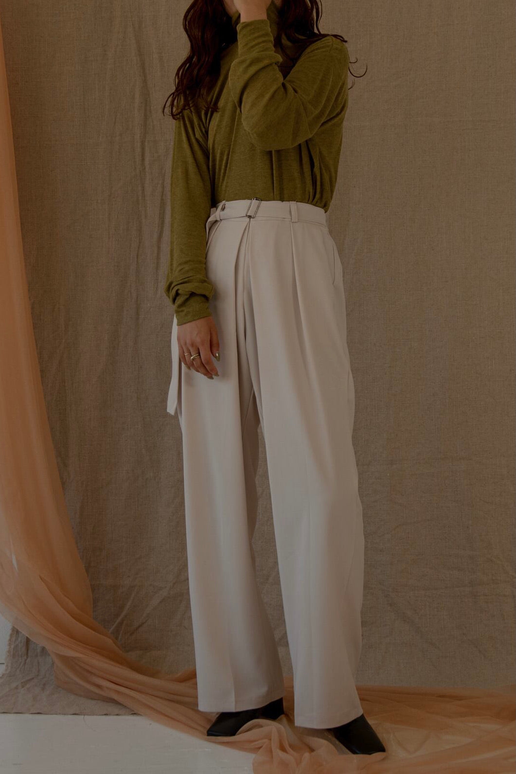 tuck straight belt set pants