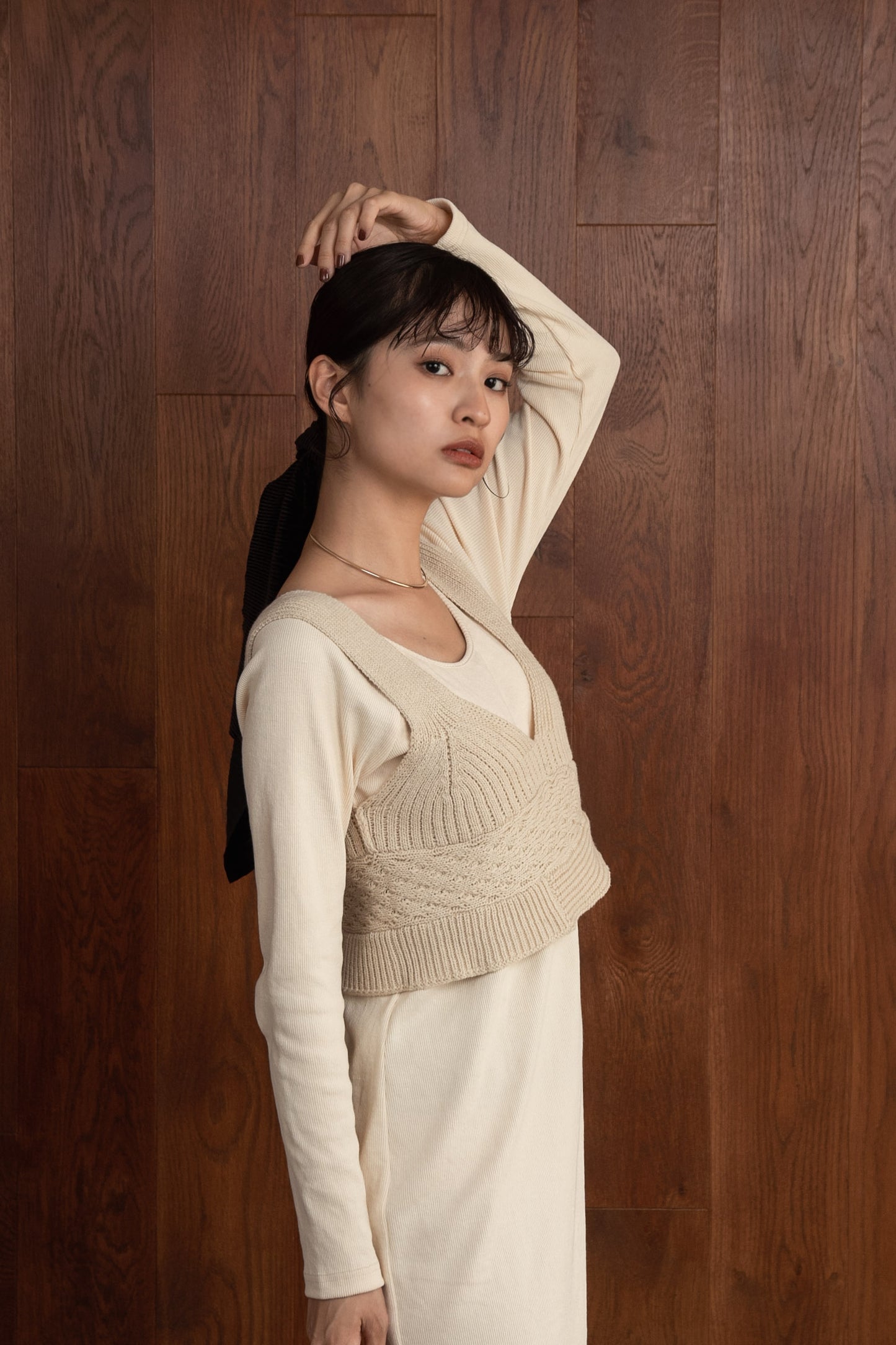 patchwork knit bustier