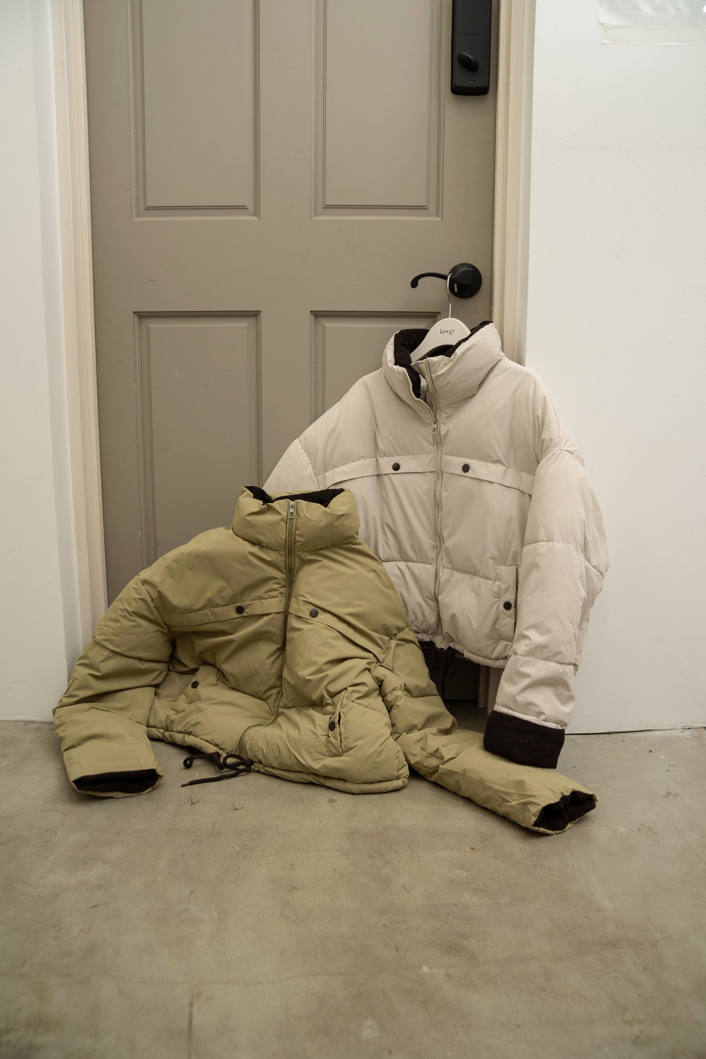 high neck corduroy point quilting coat