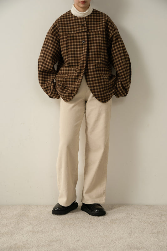 fold sleeve hem round check coat