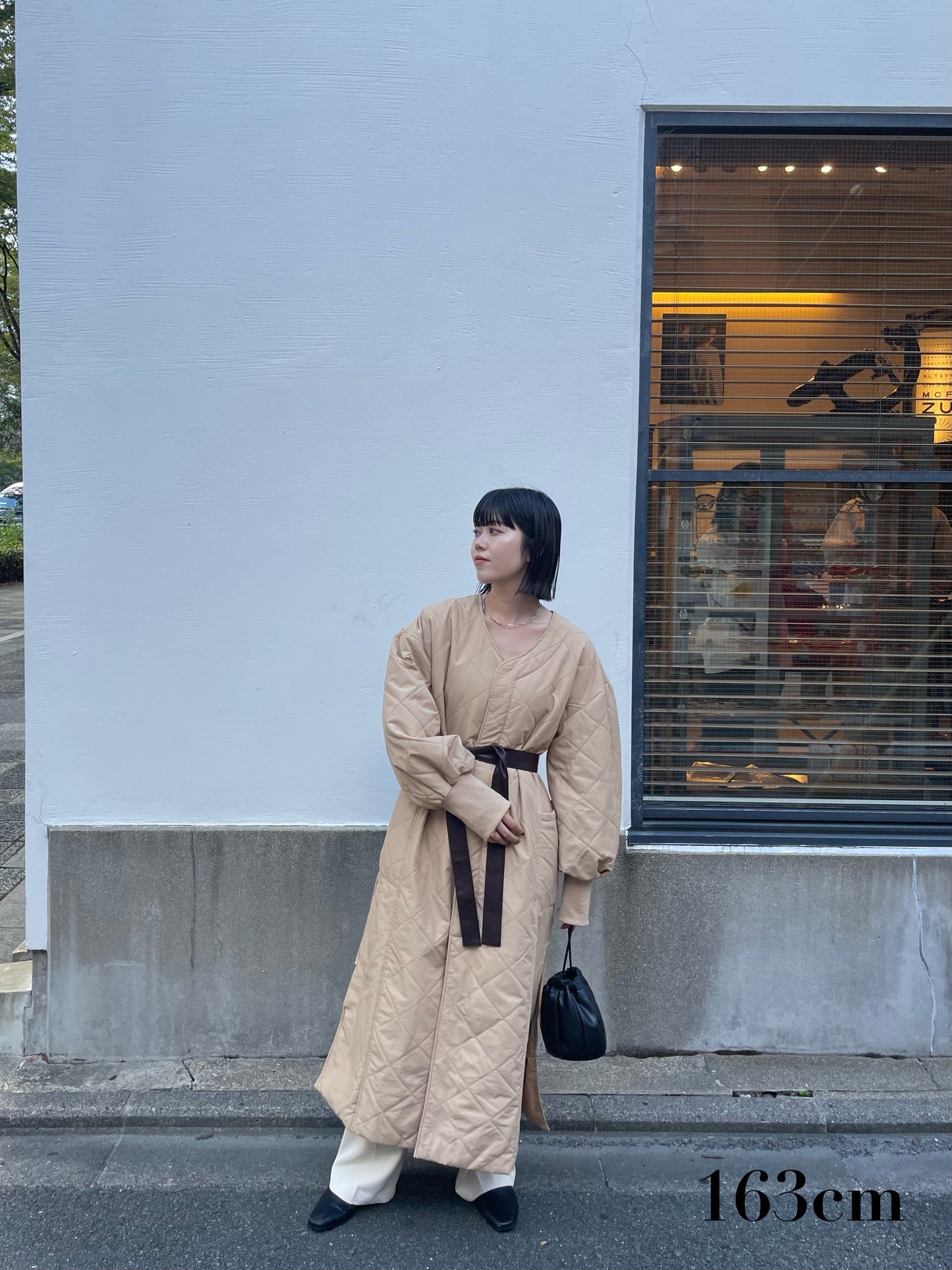 quilting volume sleeve long coat