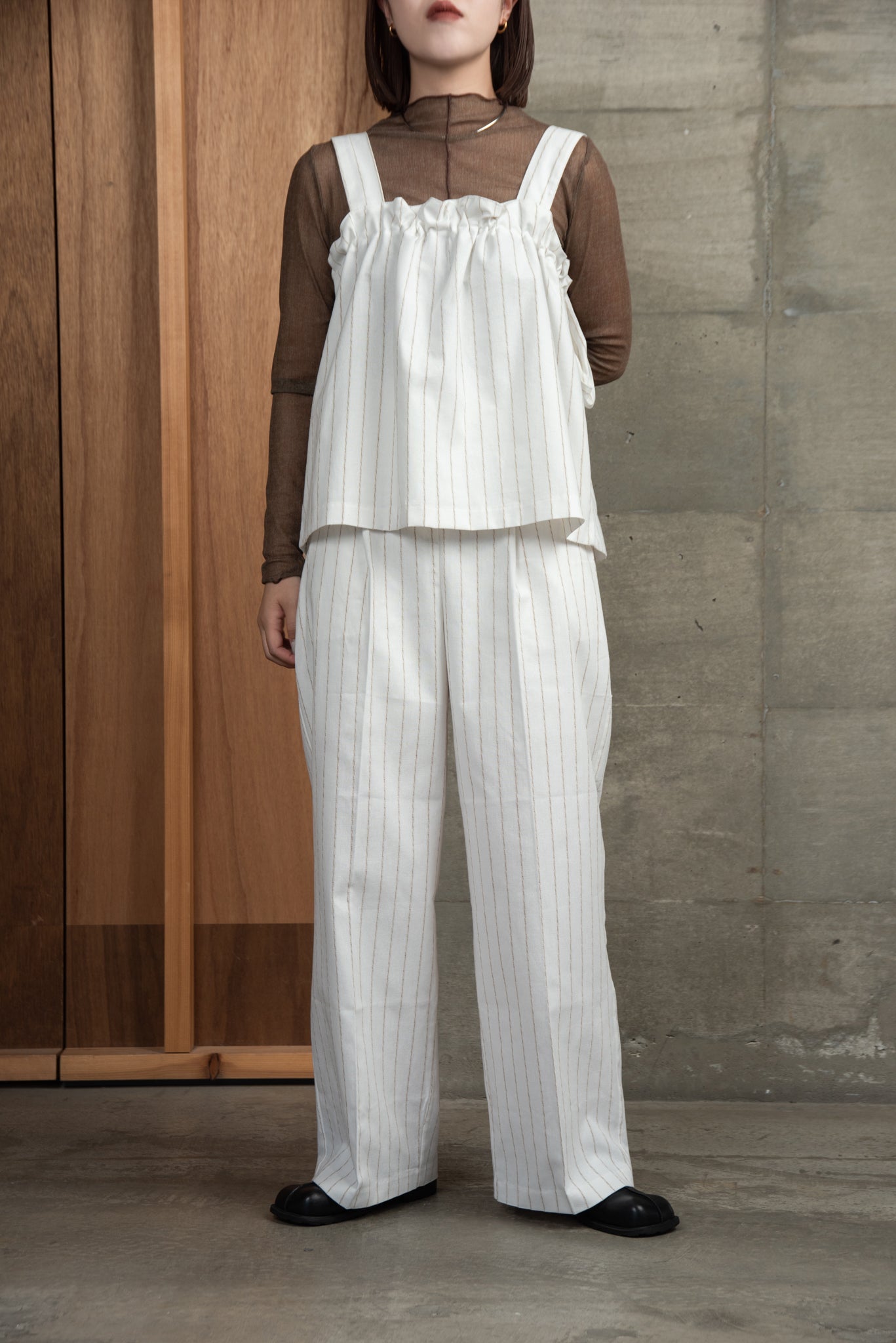 stripe shirring bustier
