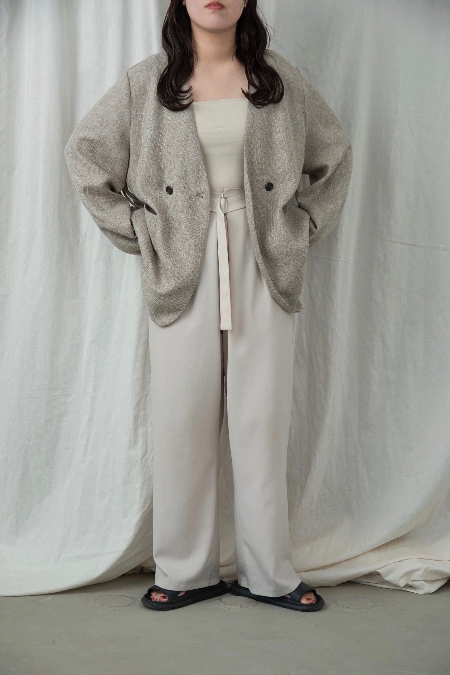 tuck straight belt set pants