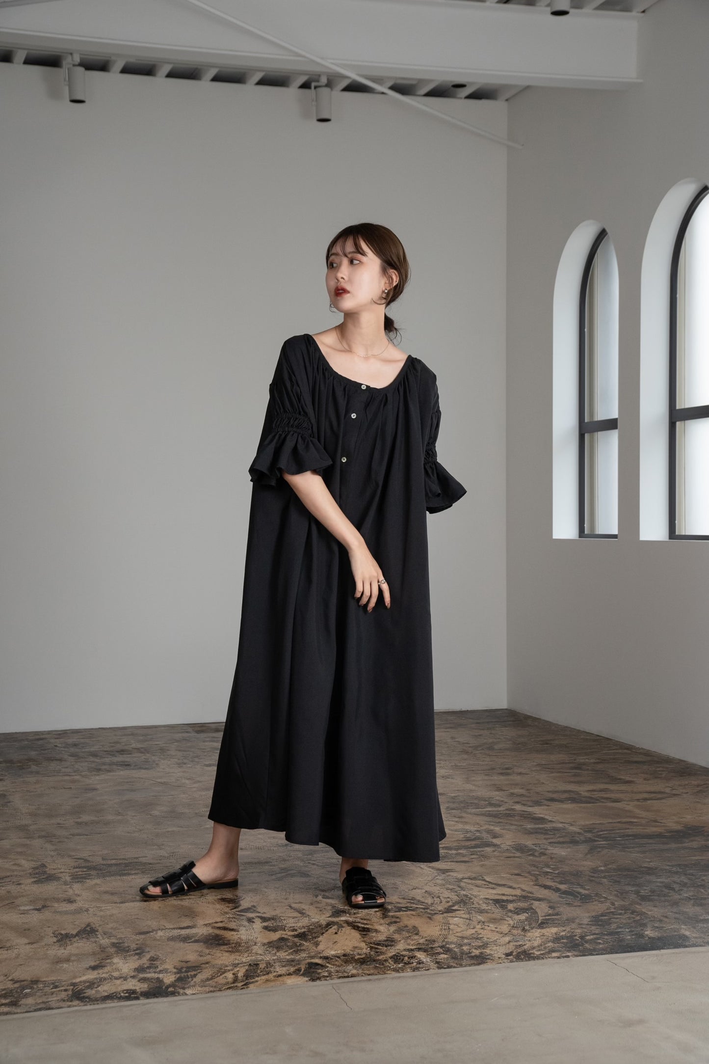 shirring flare sleeve ops