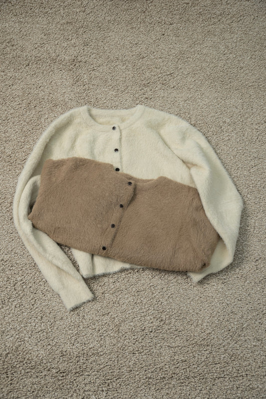shaggy button point compact cardigan