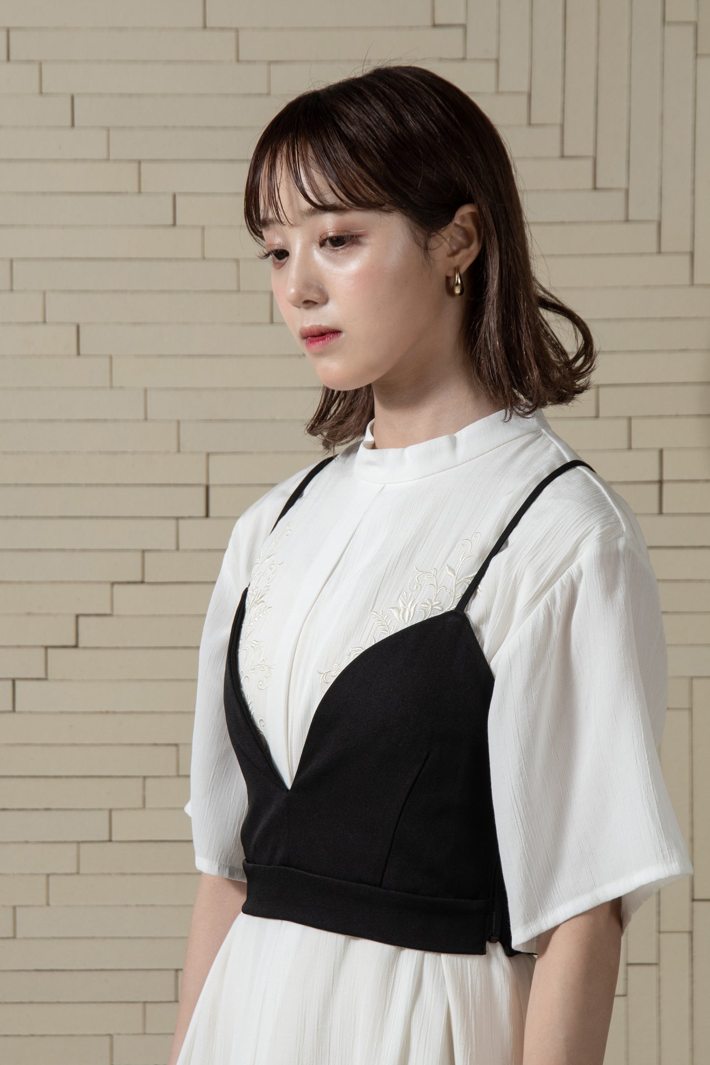 twill cross camisole bustier