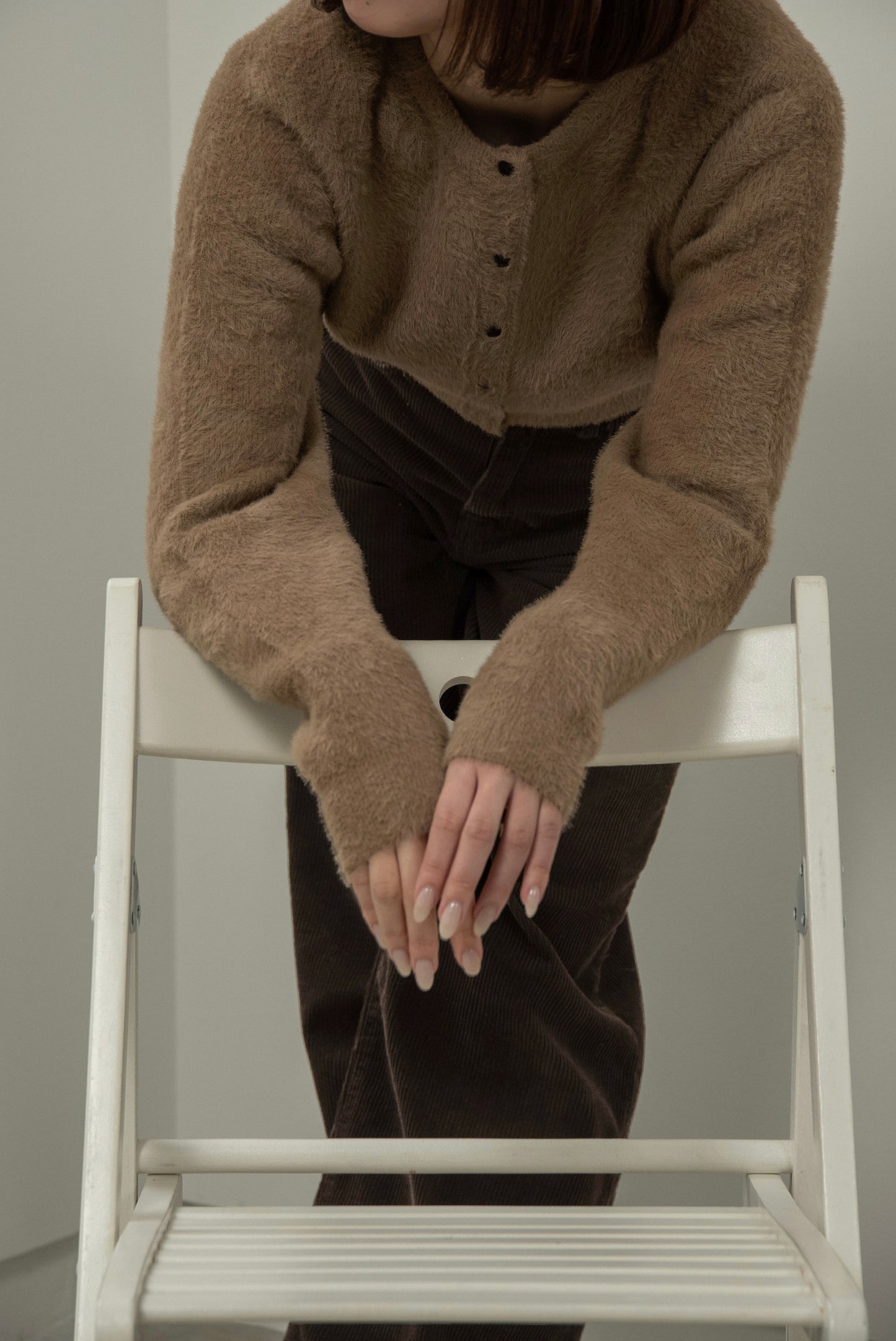 shaggy button point compact cardigan