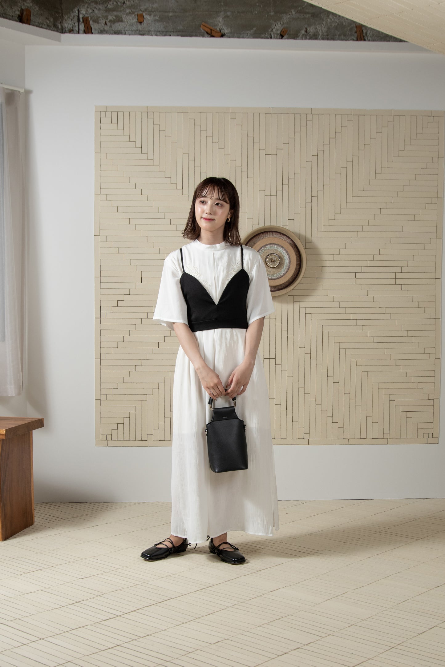 twill cross camisole bustier