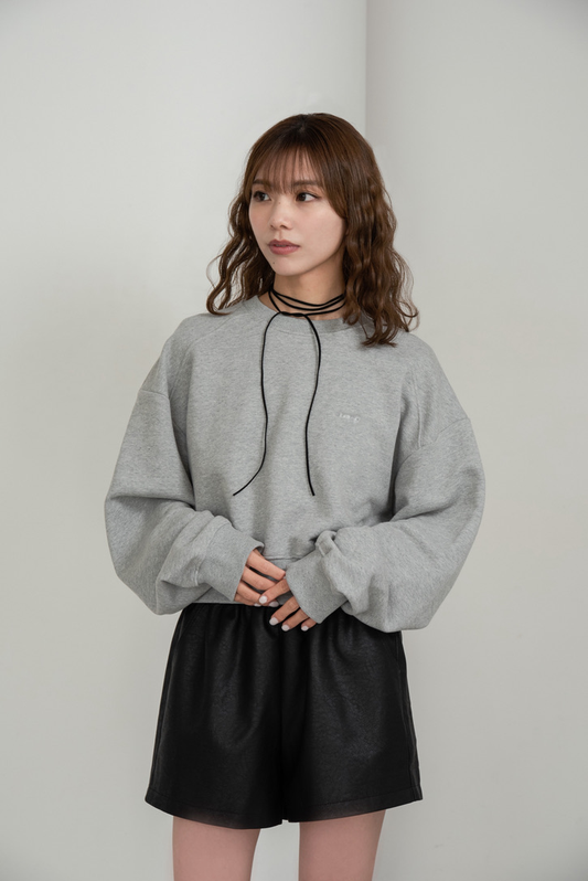 collab embroidered logo sweat (short)【I_am × kimina】
